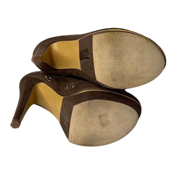 Womens MICHAEL ANTONIO Brown Rhinestone Studded Platform Ankle Booties Heels 7 - Picture 11 of 11